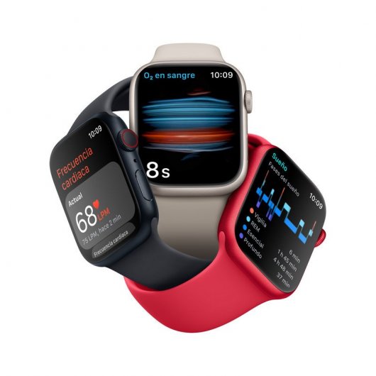 Apple Watch Series 8 GPS + Cellular Boîtier en acier inoxydable argenté de 41 mm avec bracelet sport blanc