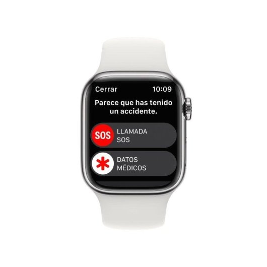 Apple Watch Series 8 GPS Cellular 41mm Retina OLED Acier Argent Blanc M Étanche IP6X SpO2 Pulsomètre