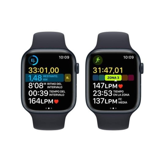 Apple Watch Series 8 GPS 45mm Retina OLED Aluminium Noir Taille Unique Étanche 50m SpO2 ECG