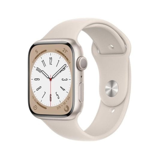 Apple Watch Series 8 GPS 45mm Retina OLED Aluminium Beige SpO2 Pulsmesser Schlafmonitor Wasserdicht 50m