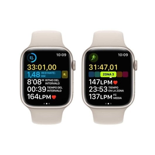 Apple Watch Series 8 GPS 45mm Retina OLED Aluminium Beige SpO2 Pulsmesser Schlafmonitor Wasserdicht 50m