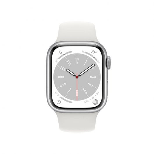 Apple Watch Series 8 GPS 41mm Caja de Aluminio Plata con Correa Deportiva Blanca