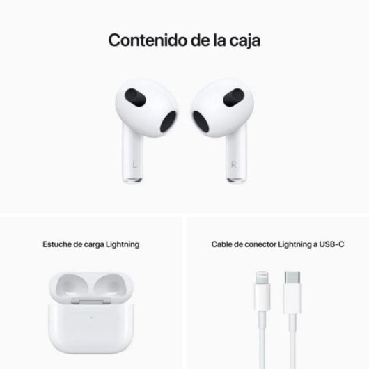 Auriculares Apple AirPods 3ª Geração Inalámbricos Bluetooth para Chamadas e Música com Áudio Espacial e Resistência à Água, branco