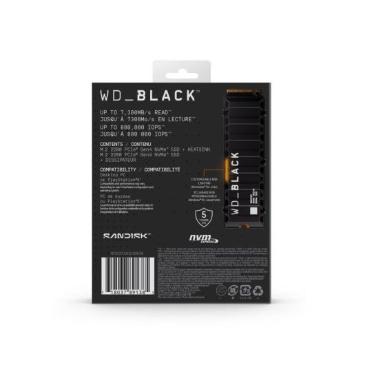 Disque Dur WD Black SN850X 1TB SSD NVMe 7300MB/s Dissipateur