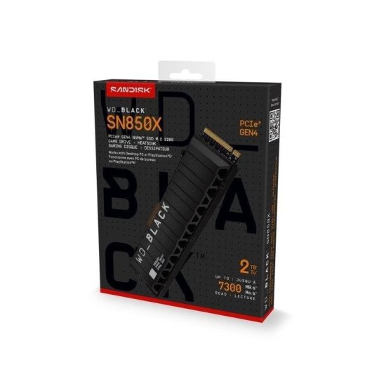 SSD Sandisk WD Black SN850X 2TB NVMe PCIe 4.0 7300MB/s mit Kühlkörper