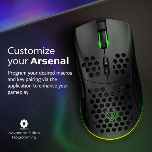 Vertux Ammolite Ratón Inalámbrico Gaming RGB 16000DPI Negro