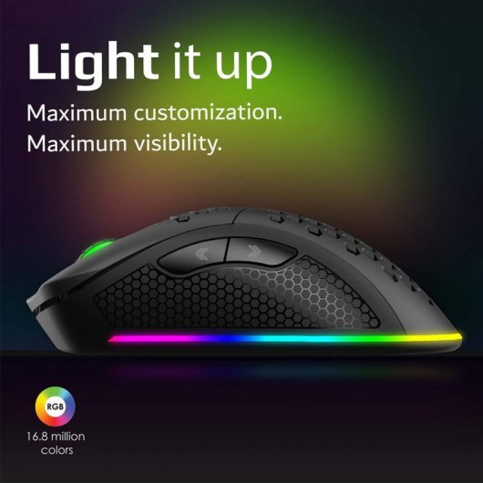 Vertux Ammolite Ratón Inalámbrico Gaming RGB 16000DPI Negro
