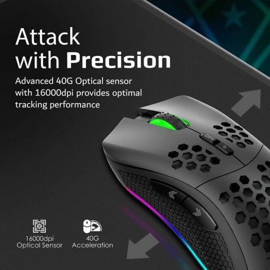 Vertux Ammolite Ratón Inalámbrico Gaming RGB 16000DPI Negro