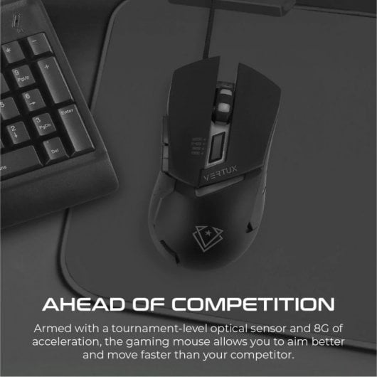 Mouse da gioco Vertux Dominator RGB 3200 DPI Grigio