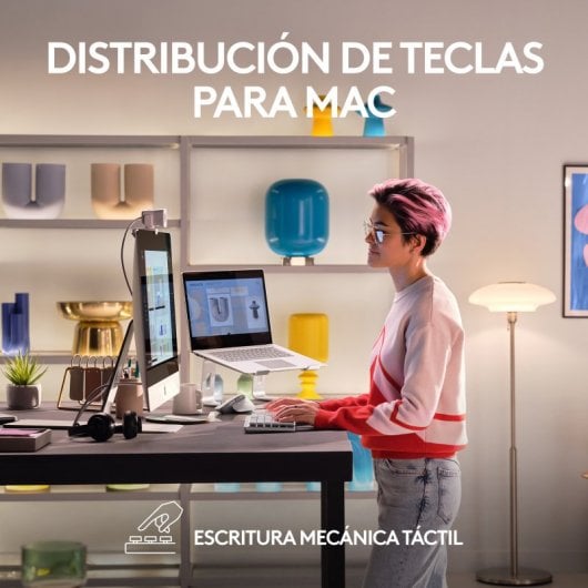 Logitech MX Mechanical Mini für Mac, kabellose mechanische Tastatur – Hellgrau (USA)