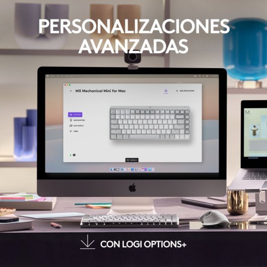 Logitech MX Mechanical Mini für Mac, kabellose mechanische Tastatur – Hellgrau (USA)