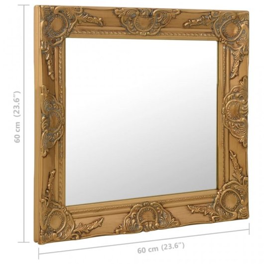 Vidaxl Espejo De Pared Estilo Barroco Dorado 60x60 Cm