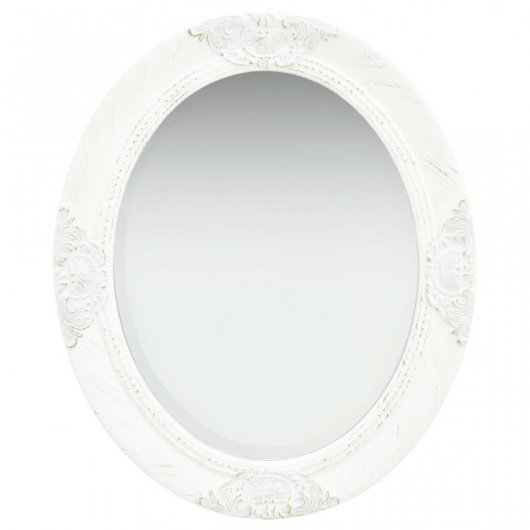 Vidaxl Espejo De Pared Estilo Barroco Blanco 50x60 Cm Blanco Blanco-50x60