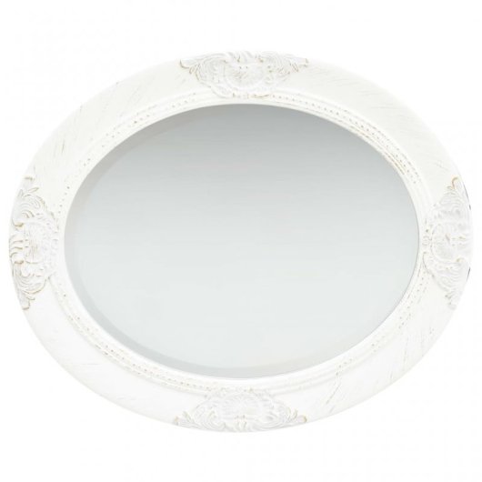 Vidaxl Espejo De Pared Estilo Barroco Blanco 50x60 Cm Blanco Blanco-50x60