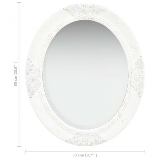Vidaxl Espejo De Pared Estilo Barroco Blanco 50x60 Cm Blanco Blanco-50x60