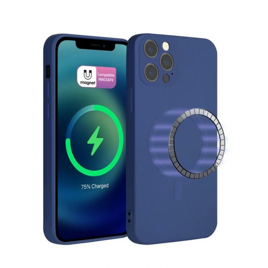 Icoveri Funda Magnética de Silicona Azul para iPhone 14