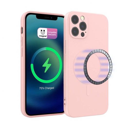 Icoveri Funda Magnética de Silicona Rosa para iPhone 14 Plus