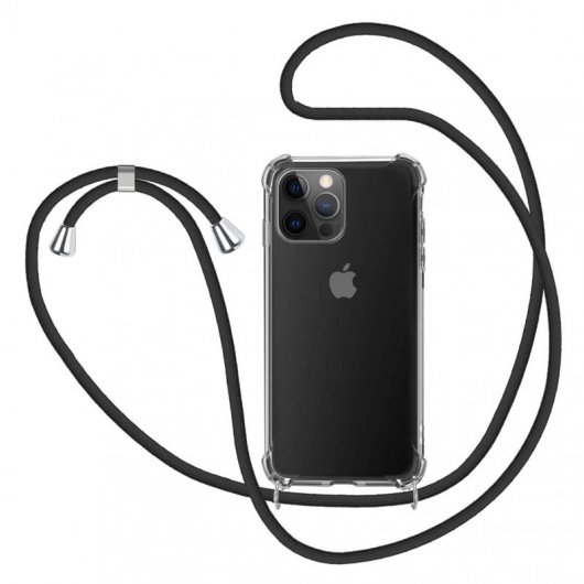 Icoveri Funda con Cordón Negro para iPhone 14