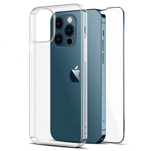 Icoveri Pack Funda Gel TPU Antigolpes Transparente + Cristal Templado 9H para iPhone 14 Pro Max
