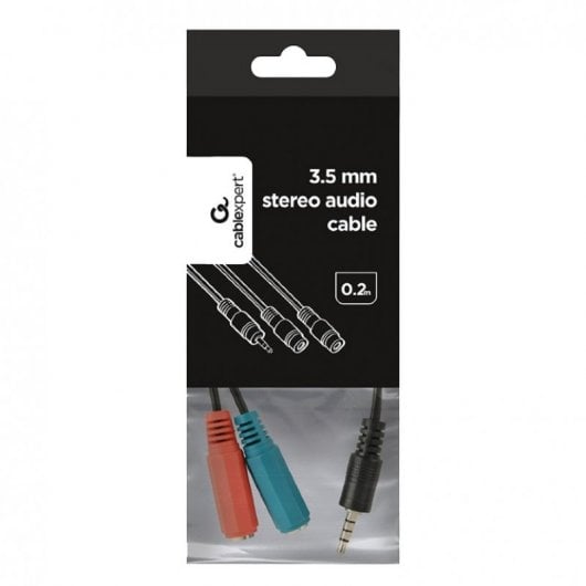 Gembird Cable de Audio Jack 3.5mm a 2x Jack 3.5mm Macho/Hembra 20cm Negro