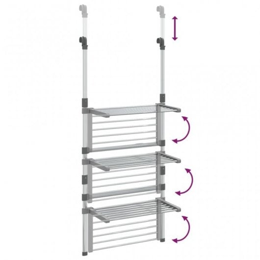 Vidaxl Corde à linge en aluminium à 3 niveaux
