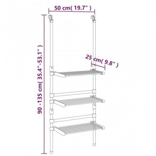 Vidaxl Corde à linge en aluminium à 3 niveaux