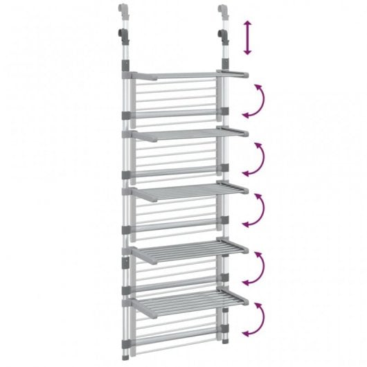 Vidaxl Corde à linge en aluminium à 5 niveaux