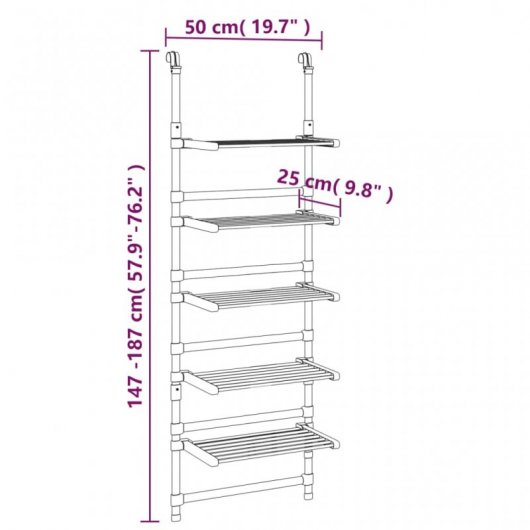 Vidaxl Corde à linge en aluminium à 5 niveaux