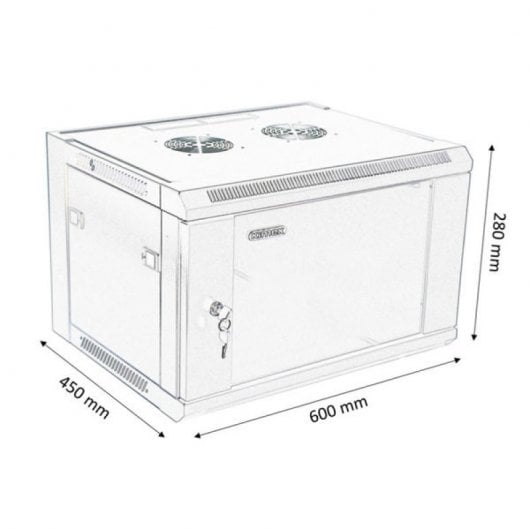 Kimex Armario Rack de Pared 19" 600x450mm 4U