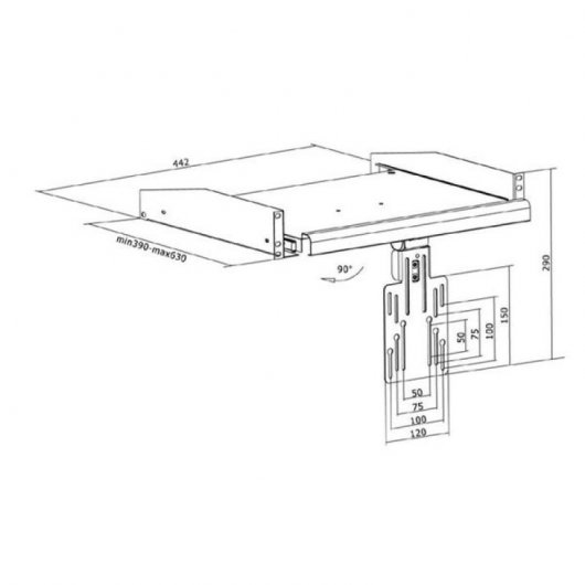 Kimex Bandeja Deslizante para Armario Rack 19" con Soporte para Monitor 2U