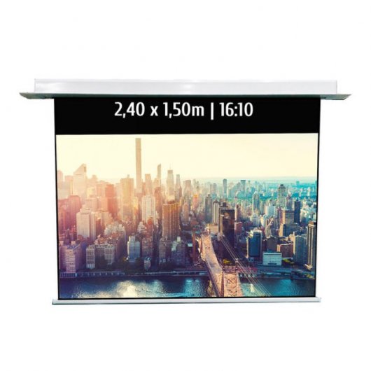 Kimex Pantalla de Proyección Eléctrica Empotrable 2.40x1.50m Formato 16:10 con Wi-Fi