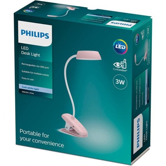 Philips DonutClip LED-Tischleuchte 3W Rosa