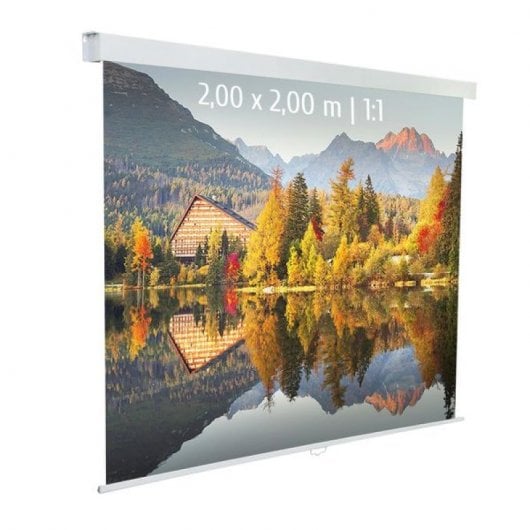 Schermo per proiezione manuale Kimex 2x2m formato 1:1 in tessuto bianco
