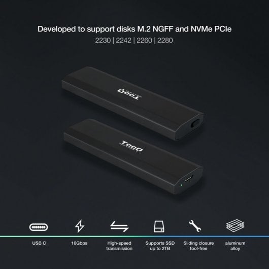 TooQ SHURA Caja Externa para SSD M.2 NGFF/NVMe Negra