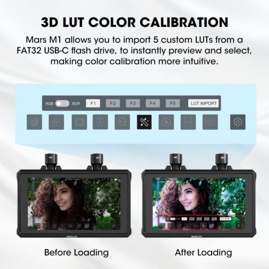 Hollyland Pack 2 MARS M1 Monitor de Campo de Cámara 4K Transmisión de Vídeo Inalámbrica 5.5" Táctil