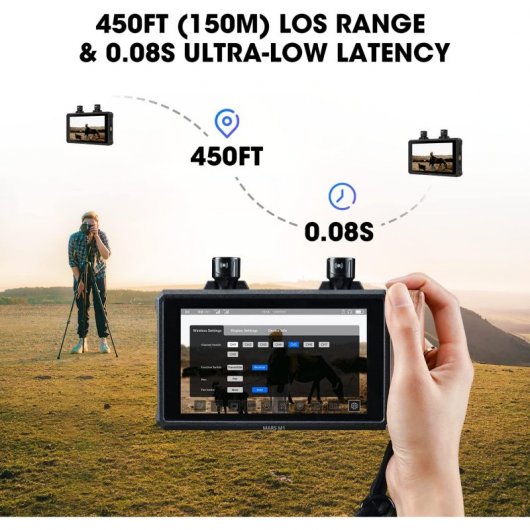 Hollyland Pack 2 MARS M1 Monitor de Campo de Cámara 4K Transmisión de Vídeo Inalámbrica 5.5" Táctil