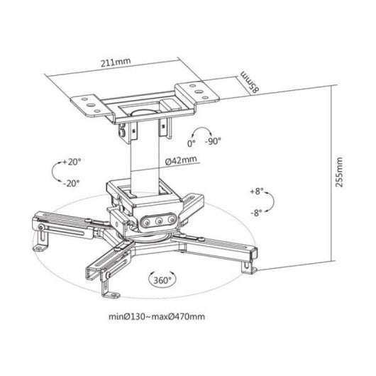 Kimex Soporte de Techo para Proyectores Altura 25cm Blanco