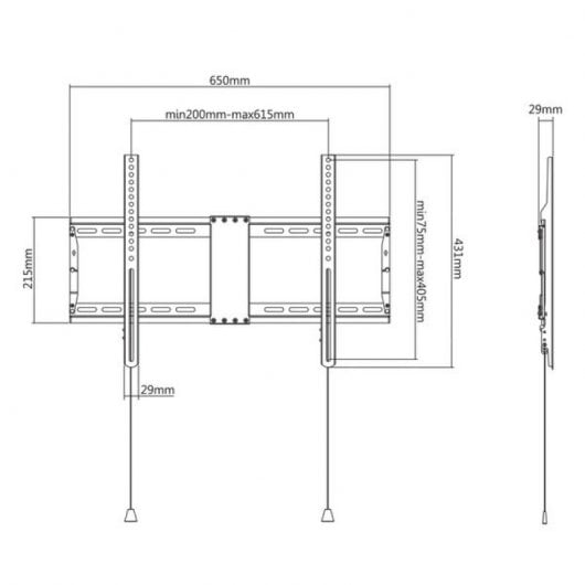 Kimex Support Mural Fixe pour TV 37"-86" Ouverture Pliante VESA 600x400 Max 80Kg