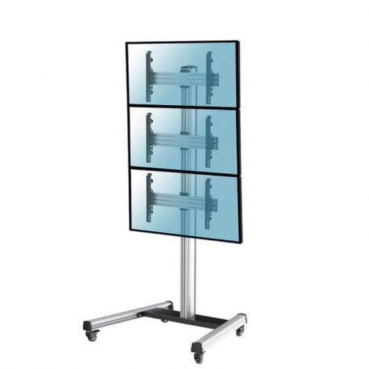 Kimex Supporto da Terra con Ruote per 3 Schermi TV 40"-65" Altezza 240cm VESA 600x400 Max 50Kg