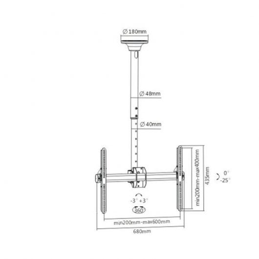 Kimex Supporto da Soffitto per TV 37"-75" Altezza Regolabile 56-91cm VESA 600x400 Max 50Kg