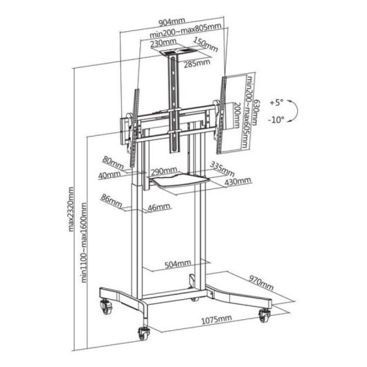 Kimex 018-6186 Soporte TV Motorizado Suelo 55 a 100" VESA 200x200 a 800x600 Máx 120Kg
