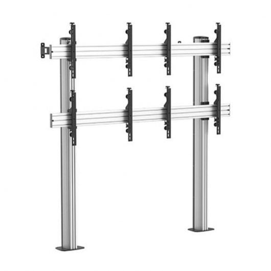 Kimex Support de sol vissable pour 4 écrans TV 45"-55" Hauteur 175 cm VESA 600 x 400 Max. 50Kg