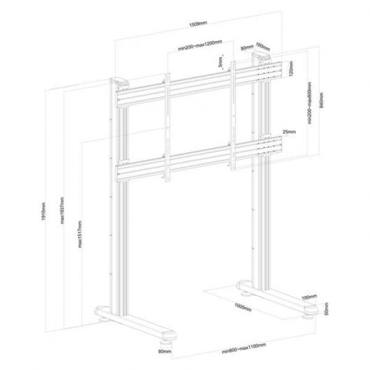 Kimex Soporte de Suelo para Pantallas de TV 70"-120" VESA 1200x800 Máx 150Kg