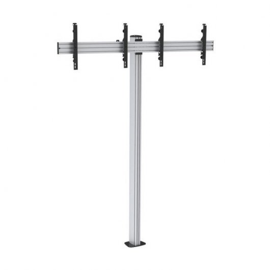 Kimex Soporte de Suelo Atornillable para 2 Pantallas de TV 50"-55" Altura 240cm VESA 600x400 Máx. 50Kg