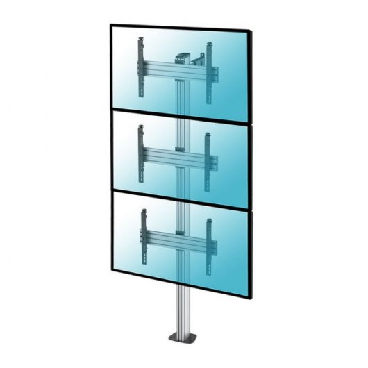 Kimex Soporte de Suelo Atornillable para 3 Pantallas de TV 40"-65" Altura 240cm VESA 600x400 Máx 50Kg