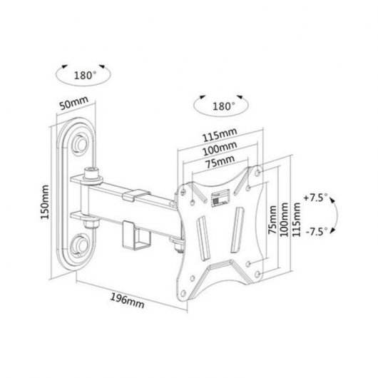 Kimex Support mural TV inclinable et pivotant 13"-27" VESA 100x100 Max. 25Kg