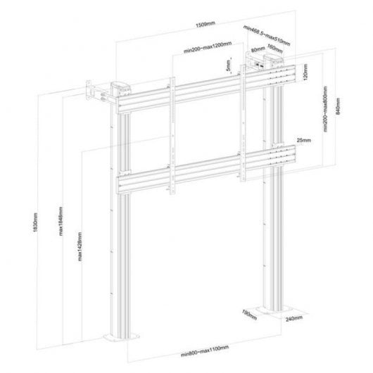 Kimex Soporte de Suelo Atornillable para Pantallas de TV 70"-120" VESA 1200x800 Máx 150Kg