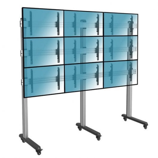 Kimex Soporte de Suelo Móvil para 9 Pantallas de TV 45"-50" VESA 600x400 Máx 50Kg