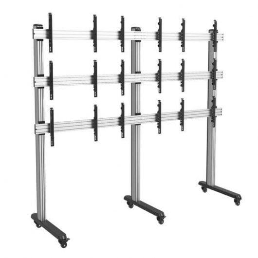 Kimex Soporte de Suelo Móvil para 9 Pantallas de TV 45"-50" VESA 600x400 Máx 50Kg