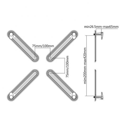 Adattatore di fissaggio Kimex per supporto TV 13"-27" senza VESA Max 8Kg